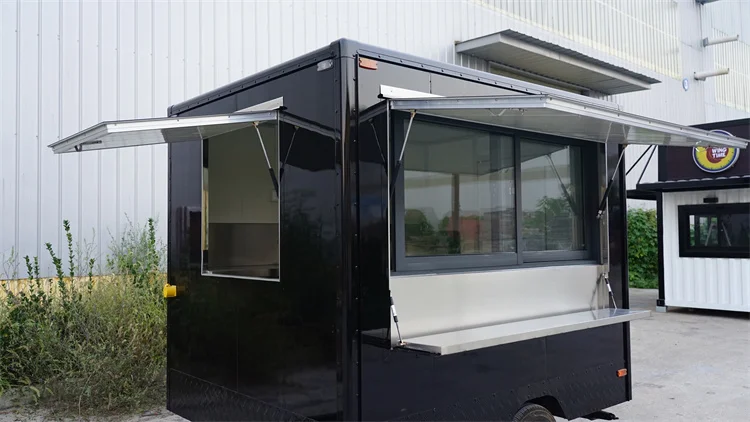 YITUO fast food мобильный кухонный прицеп в форме коробки костюмы небольшого размера для 1 или 2 человек работают боковых прицепах еды