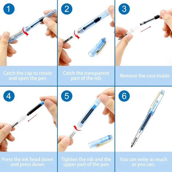 23823-23825 Calligraphy Pen Metal Fountain Pen Kit Include 1 pen 3 Ink Cartridges 1 ink converters for Writing