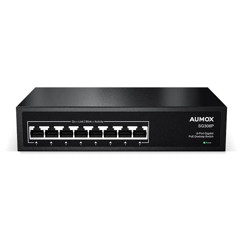 Hot Sale Metal Ip Camera IEEE 802.3Af/At 120W 8 X 10/100/1000Mbps Unmanaged Gigabit 8 Port Ethernet Poe Switch