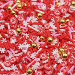 1KG Valentines Series Heart Clay Slice Faux Snowflake with Gold Beads Sprinkles Slime Supplies Shaker Filler