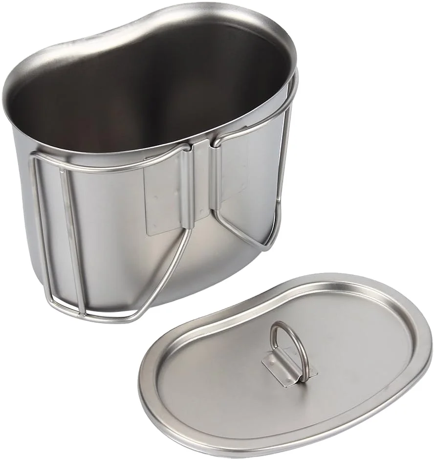 Free sample BSCI 304 Stainless Steel Water Cup Outdoor Camping Cookware 700ML Marine Canteen Cup with Holder