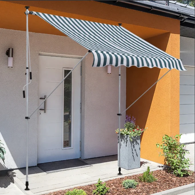 simple clamp steel awning manual awning  balcony flexible manual gearbox awning with polyester fabric
