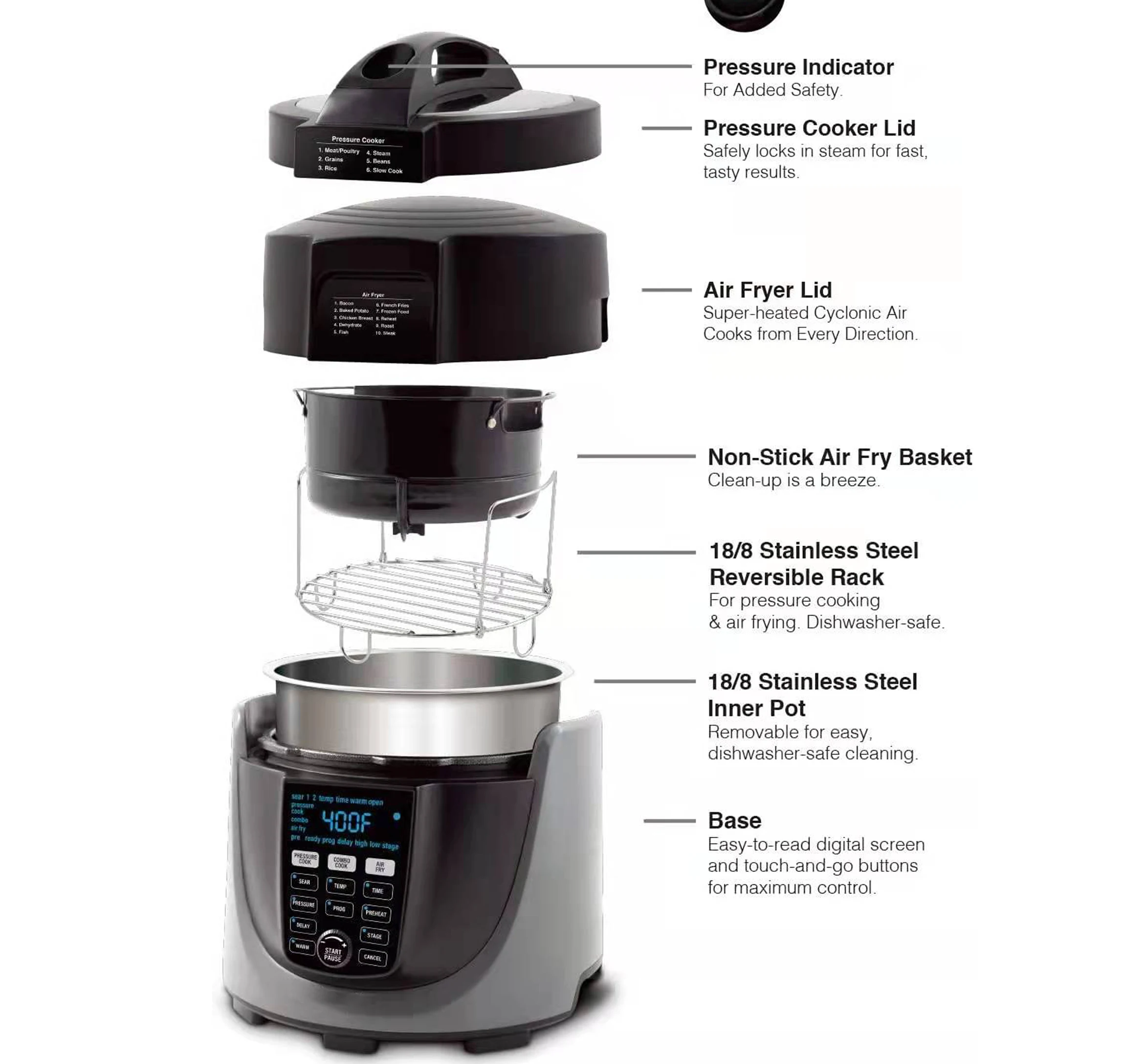 Potato Twist Chicken Deep Fryer Small High Electric Pressure Turbo Hot Air Fryer