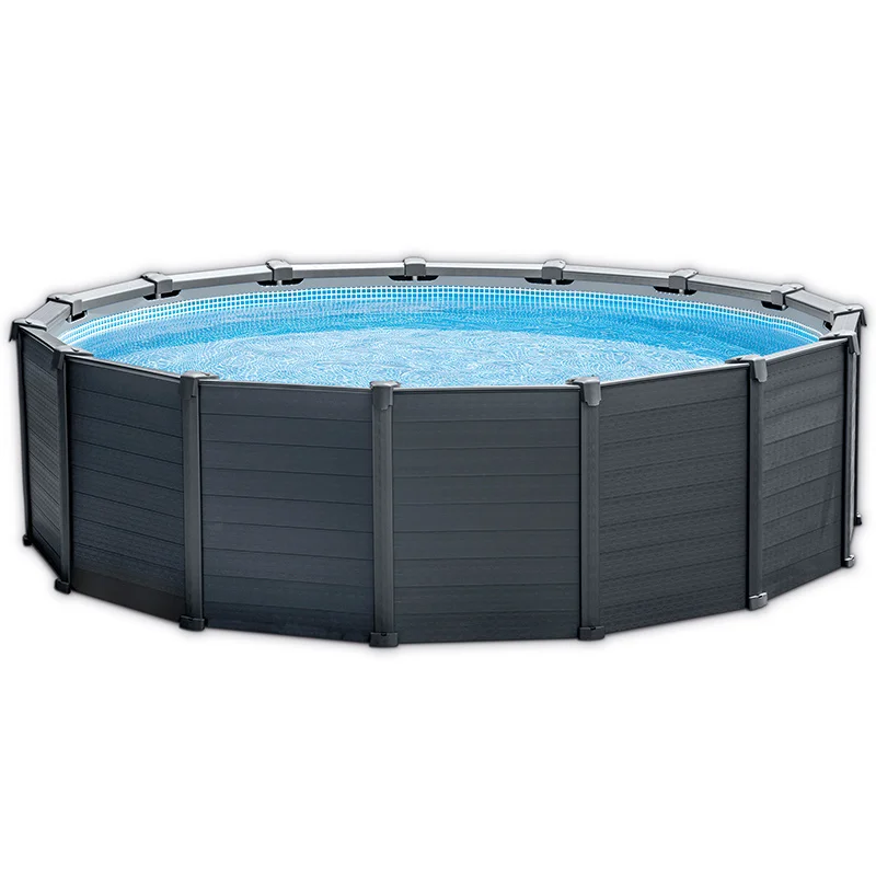 Intex 26384 Round  Above Ground Swimming Pools  Graphite Gray Panel Pool Set Outdoor Family Garden Pools
