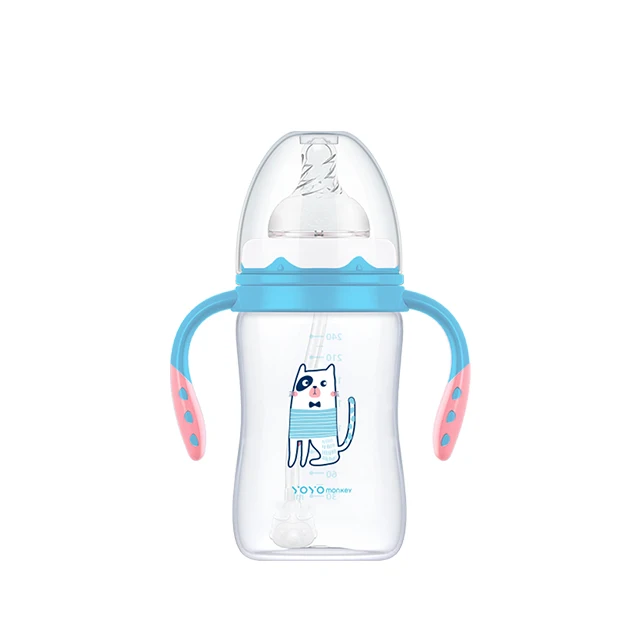 Hot Sale Bpa free Natural Latch Anti Colic PP nursing bottle wide neck milk bottles with V flow nipples for babies  80Z/240mls