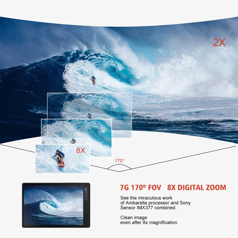 Спортивная Экшн-камера 4K Экшн-камера 3-осевой и портативный монопод с шарнирным замком SJCAM SJ8 плюс