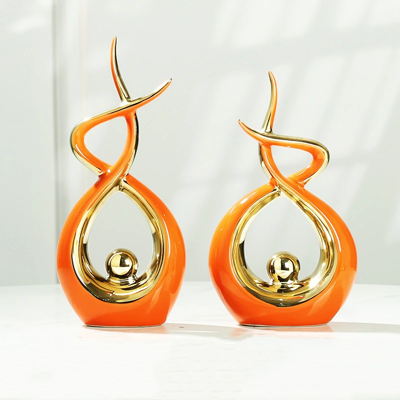 New Design Luxury Northern Europe Style Abstract Home Decoration Plating Gold Ceramic Accessories Art Other Decor Ornaments