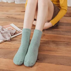 Cashmere Socks Solid Crew Super Warm Thick Plain Merino Woolen Thermal Angora Women Wool Winter Socks Woman