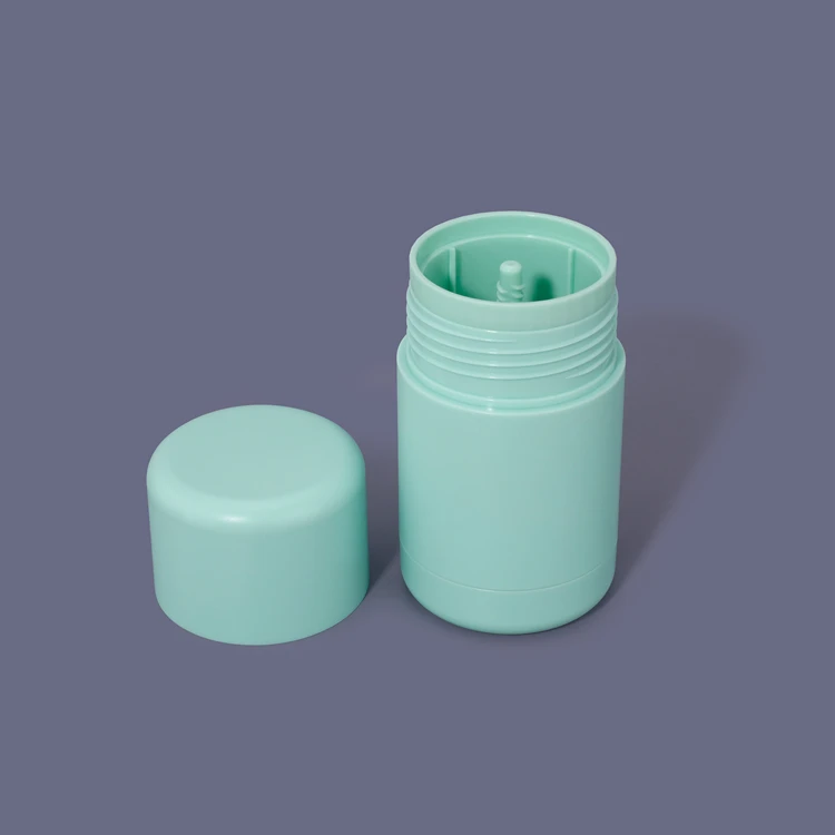 Empty round shape white pink green 30g 50g cosmetic packaging deodorant stick plastic deodorant container with twist up cover