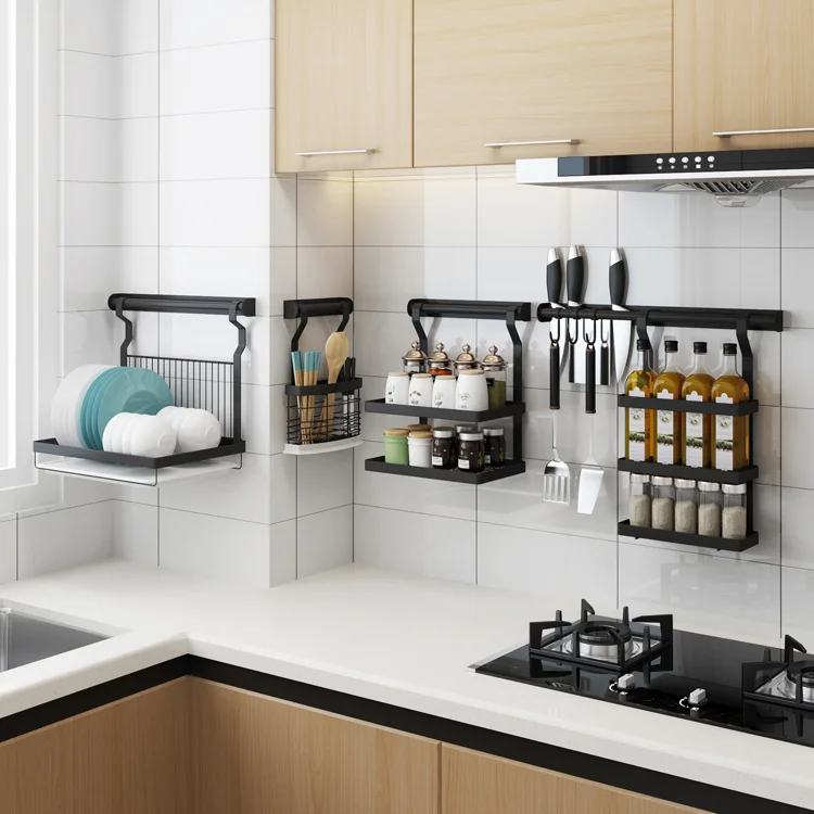 Kitchen Accessories Utensils Organizers Stain Accessories Utensils Organizers Stainless Steel Wall Punch-free Storage Rack Shelf