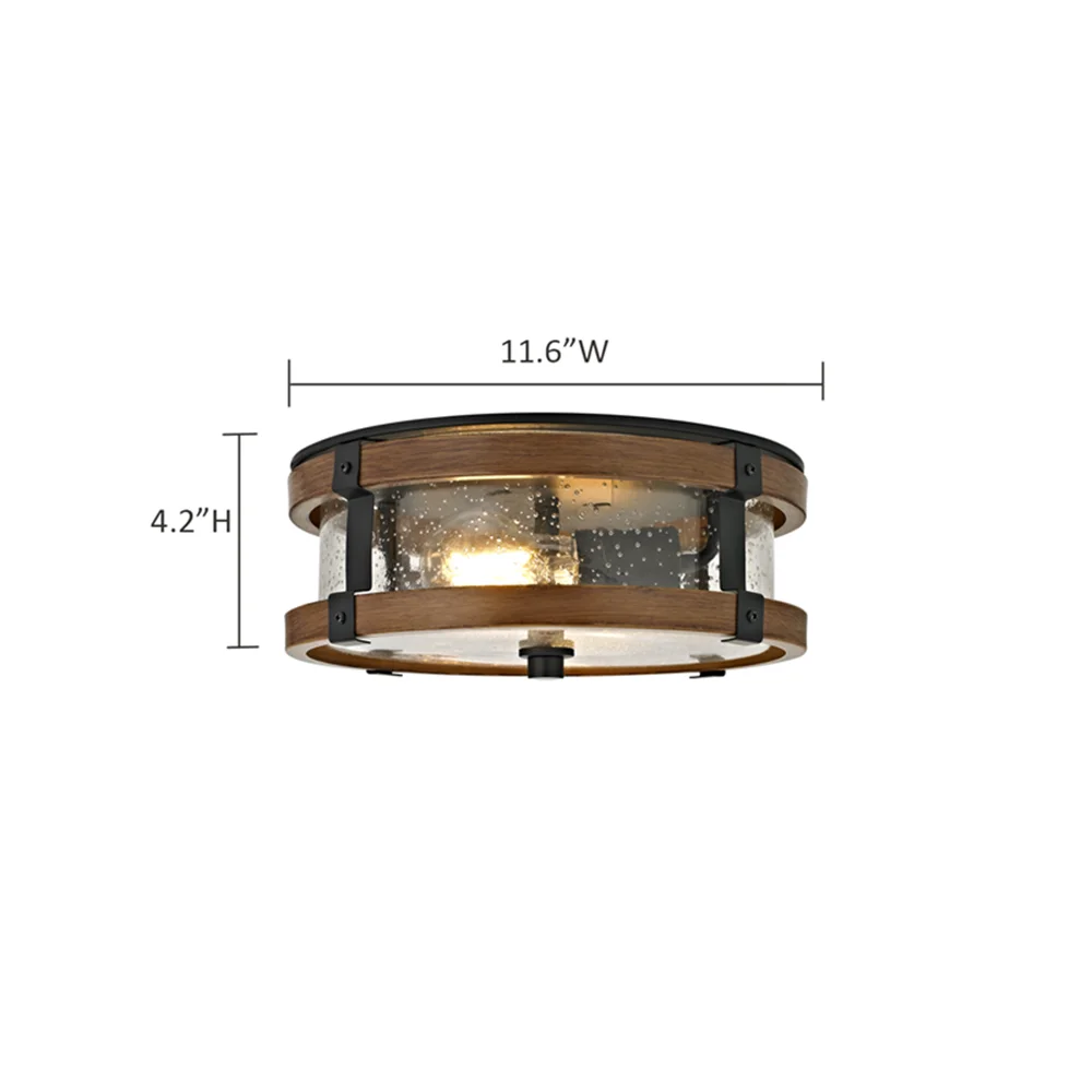 Drum Shape Wholesale Traditional Clear Seeded Glass Ceiling Light Lamp for Home