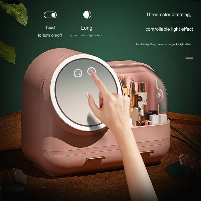 Makeup Organizer Drawers Portable Cosmetic Jewelry Storage Box Led Mirror