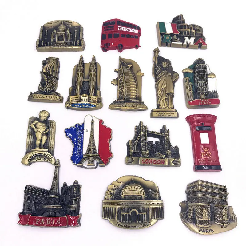 Promotional Cute Anime 3d Metal Fridge Magnet Souvenirrs City Soft Enamel Metal Magnets For Fridge Custom Printed with Logo