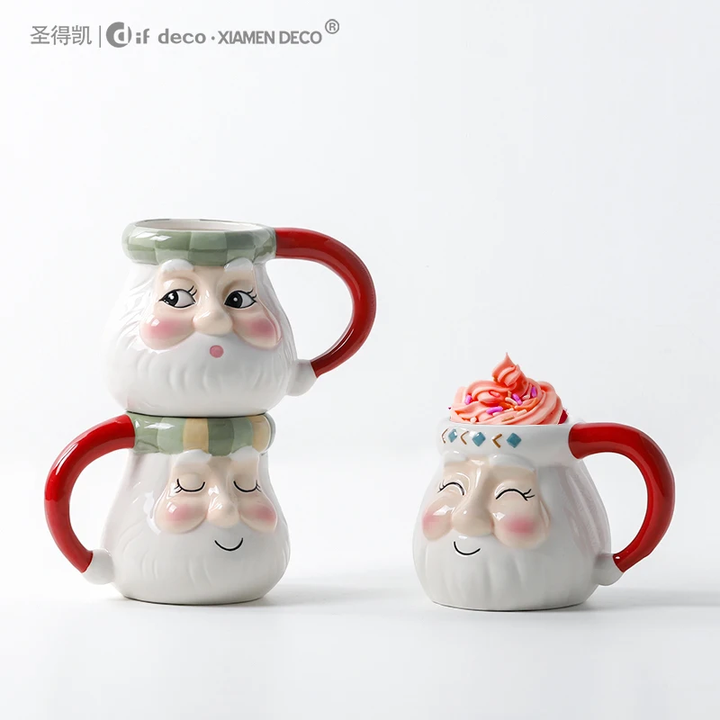 Christmas Daily use products Santa Claus ceramic cup tea coffee mug set for coffee store