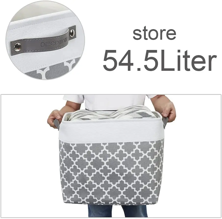 KUYUE Storage Basket Collapsiblerope Storage Box Organizer Foldable White Clothing Organizer Modern Folding Rectangle Manual