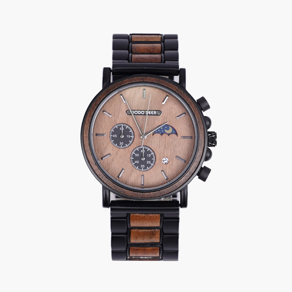 Dropshipping Quartz wristwatch Custom engraved logo watch Walnut Wood watch for Men