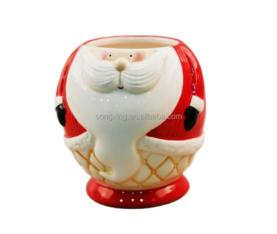 santa theme red cute cookie jar Ceramic Cookie Jar Container