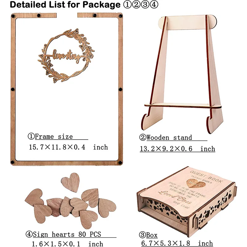 Amazon Popular Gift Wedding Supplies Acrylic Wedding Guest Book Heart Shape with Stand