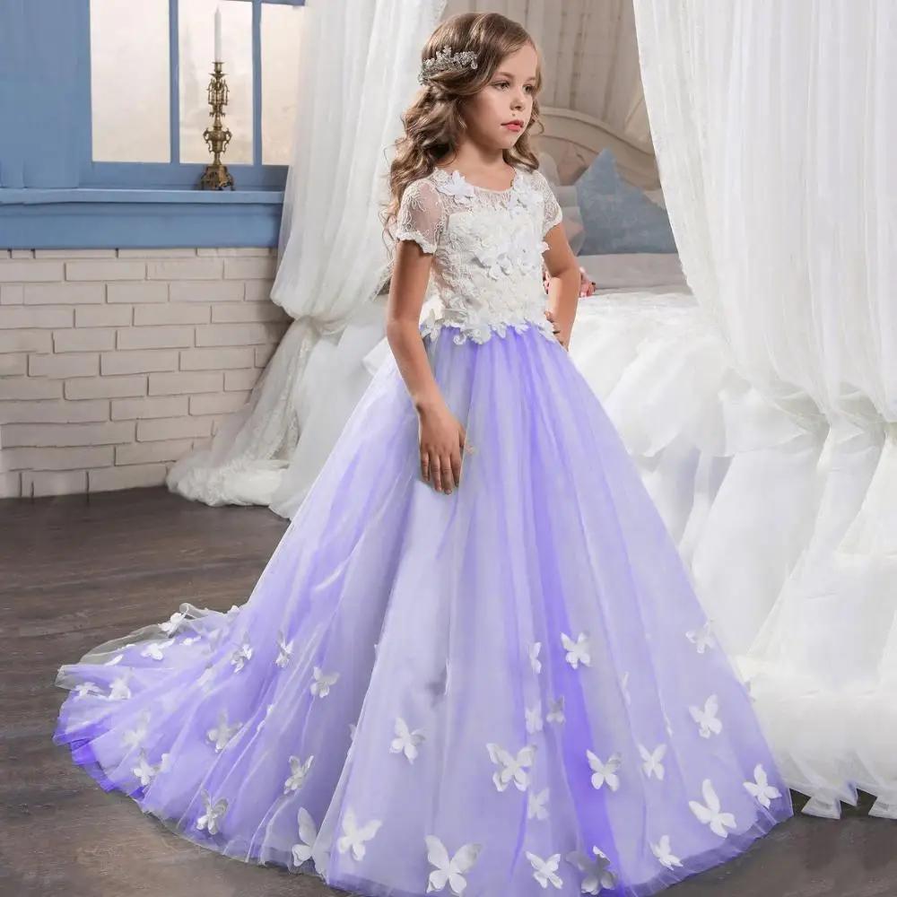 2018 beautiful full-length flower girls dresses puffy ball gown girls dresses 2-12 years white first communion dresses