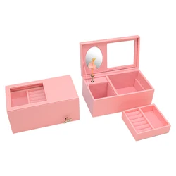 Wholesale Custom Musical Pu Leather Box For Twirling Dancing Girl Jewelry Storage Music Case