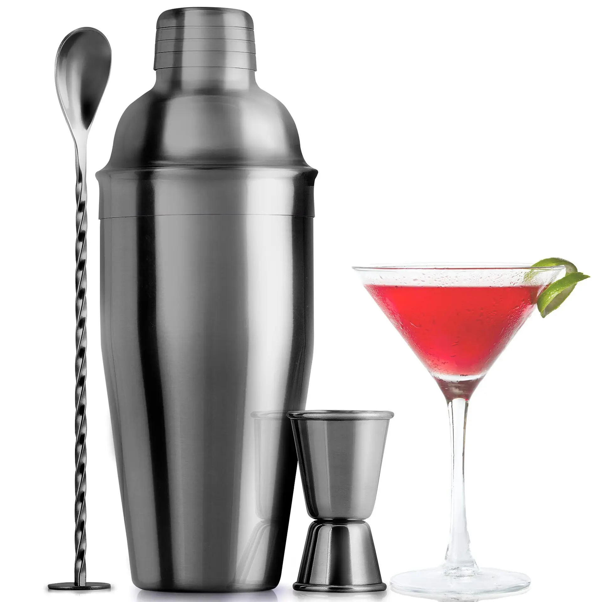 24oz Cocktail Shaker Bar Set Professional Margarita Mixer Drink Shaker and Measuring Jigger & Mixing Spoon Set