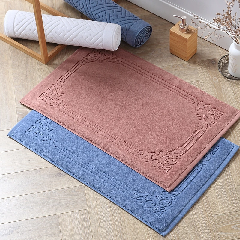 SANHOO Hotel Supplies Floor Mats Non Slip 100% Cotton Home Spa Foot Towel Bathroom Rugs Bath Mats