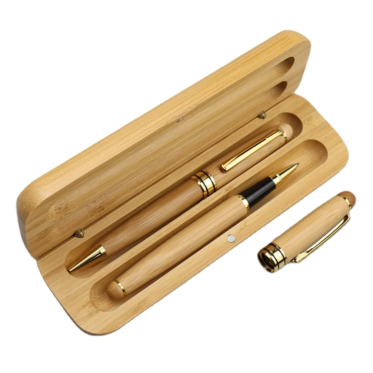 Ручка шариковая из натурального дерева с бамбуковыми ручками и коробкой