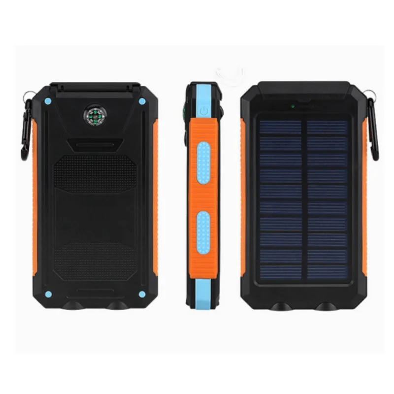 Waterproof LED Solar Power Bank 10000mah Dual USB Travel Powerbank LED Solar Power Bank