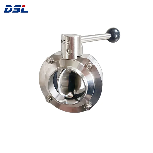 304 Sanitary Stainless Steel Welded Butterfly Valve Food Grade Butt Welded Manual Butterfly Valve With Pull Handle