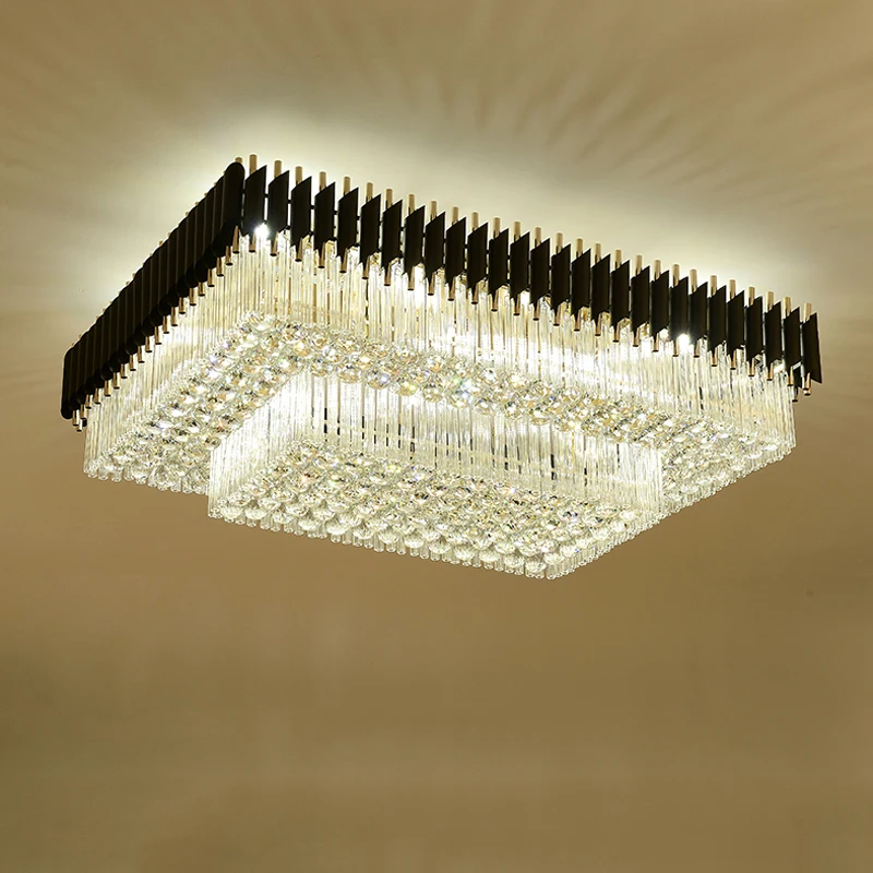 Modern Crystal Ceiling Lamp Square Rectangle Design for home decor living dining room kitchen bedroom LED Ceiling Lights