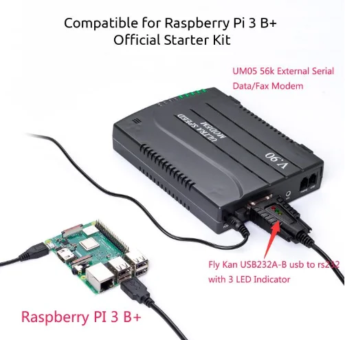  Набор модемных устройств Fly Kan V.90/K56flex V.34/V.32bis для настольного ПК Raspberry Pi usb RS232 адаптер