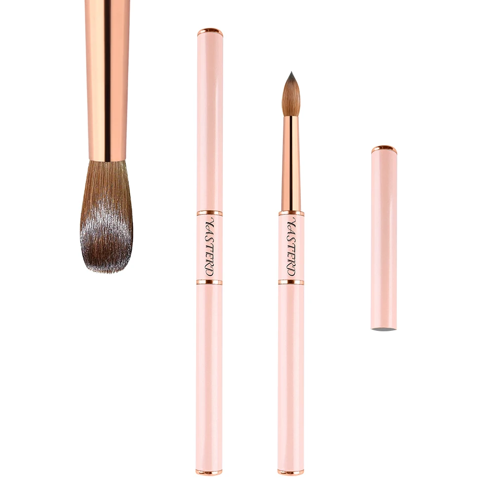 Высококачественные розовые 100% чистые акриловые кисти Kolinsky с логотипом на заказ, обжимные кисти размером 12 14 16 18 с коробкой для маникюрной пудры