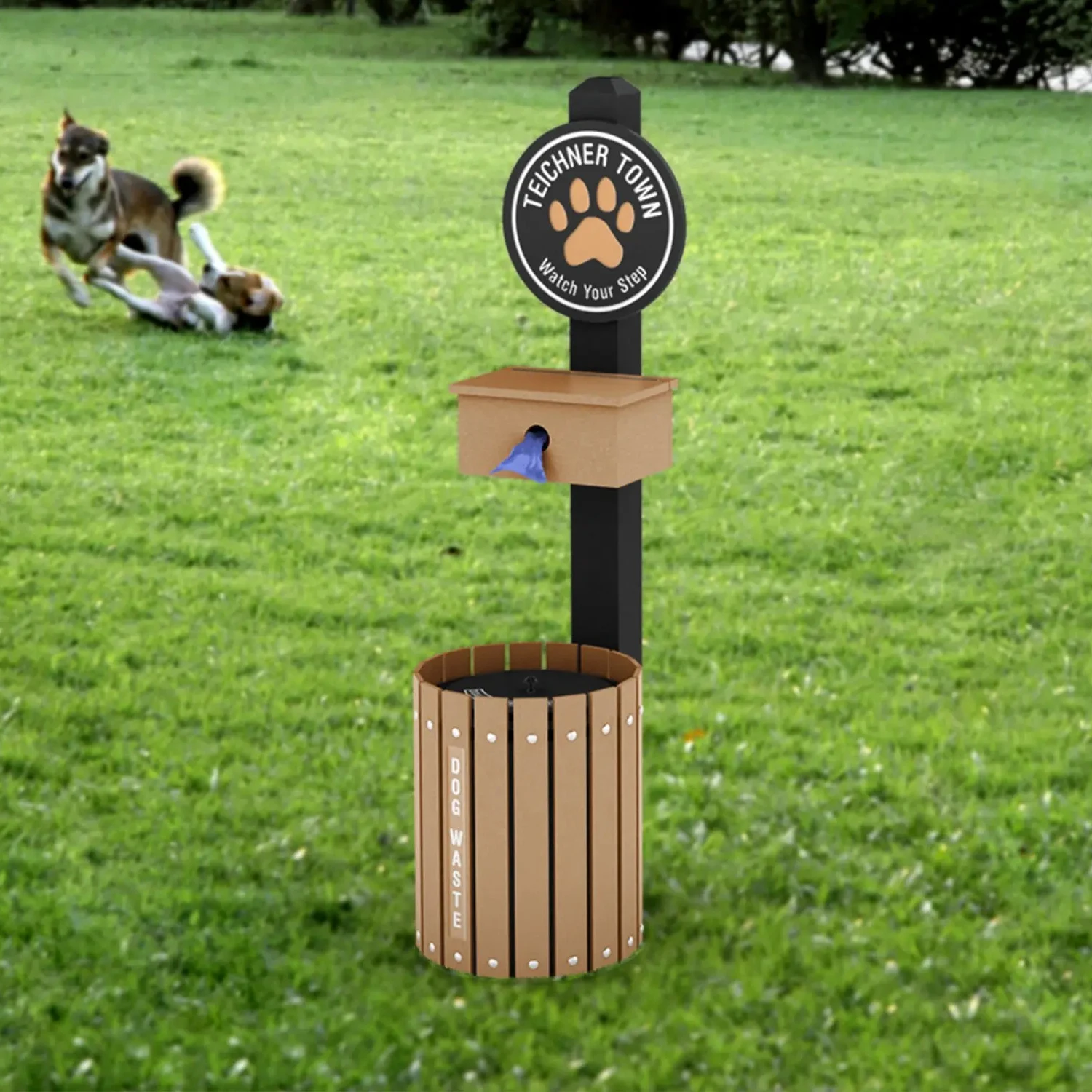 Наружная мусорная корзина с крышкой HDPE пластиковая деревянная уличная для использования в отходов