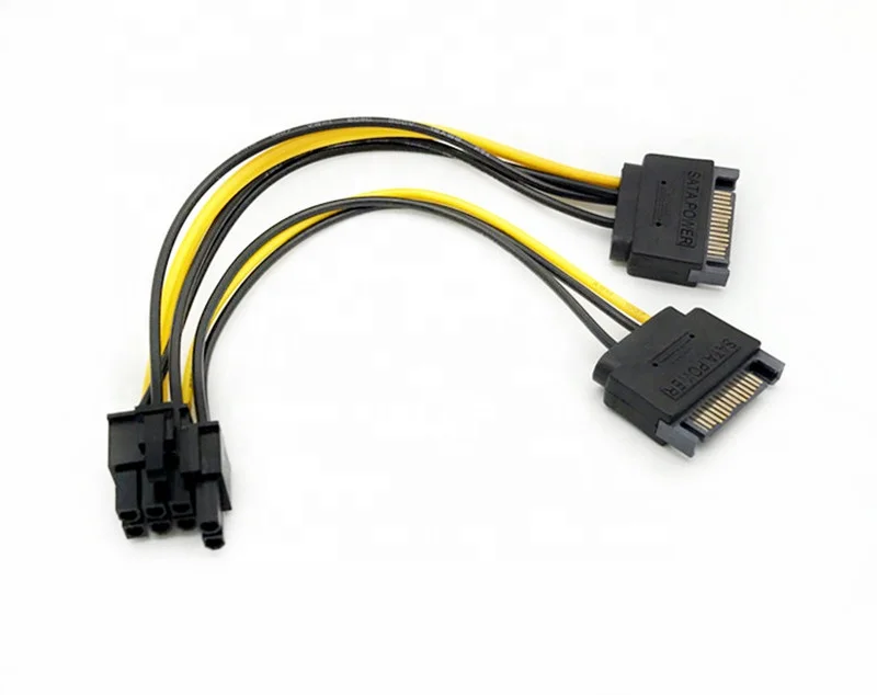  Двойной 15 Pin SATA штекерным PCIe 8 Pin(6 + 2) Мужской адаптер питания кабель высокого качества 18AWG провод для графической