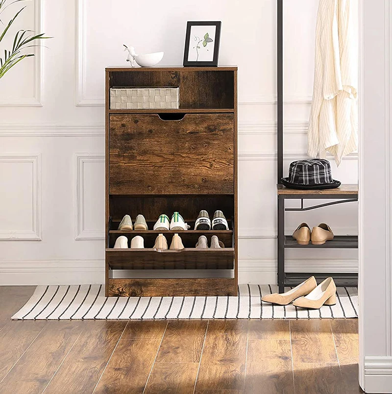 Furniture Wood 600 mm Black Small Slim Slip Down Multi Shoes Display  Racks  Shelf Closed Shoe Rack  Cabinet for Enter