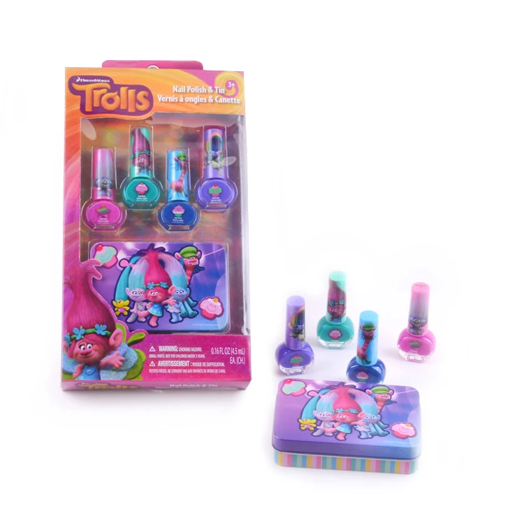 
Factory Manufacture Cheap Price Makeup Set For Kids multi water based nail polishes with tin box 