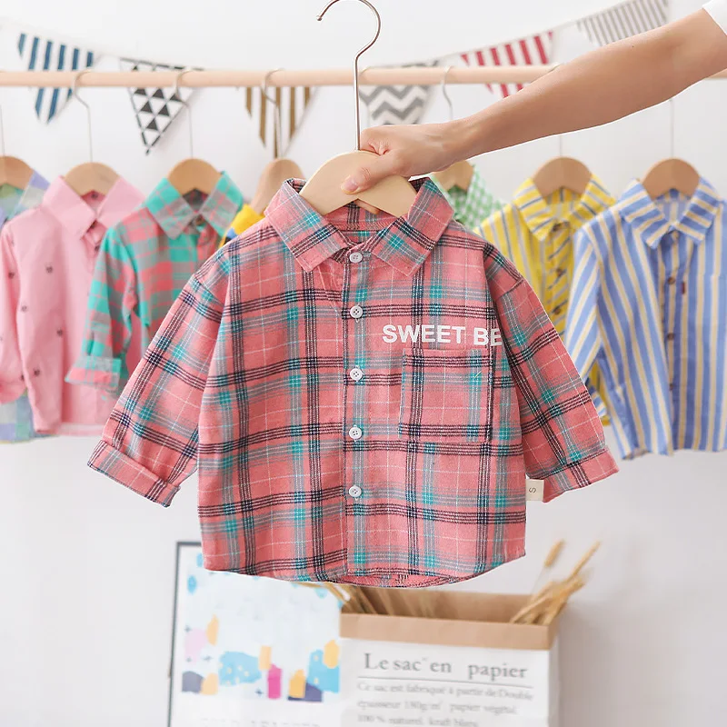 Рубашка для мальчиков 2020 блузка с длинным рукавом с мультяшным рисунком Детская рубашка Весна-лето хлопок