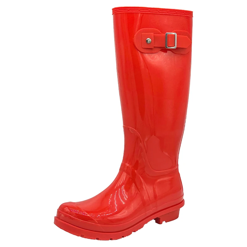 Cheap Yellow Fashionable High Heel  Wholesale PVC Rain Boots for Women
