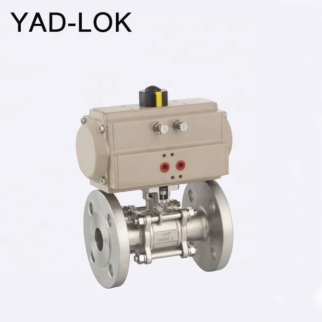 
3 piece full bore flange ball valve with pneumatics actuator 