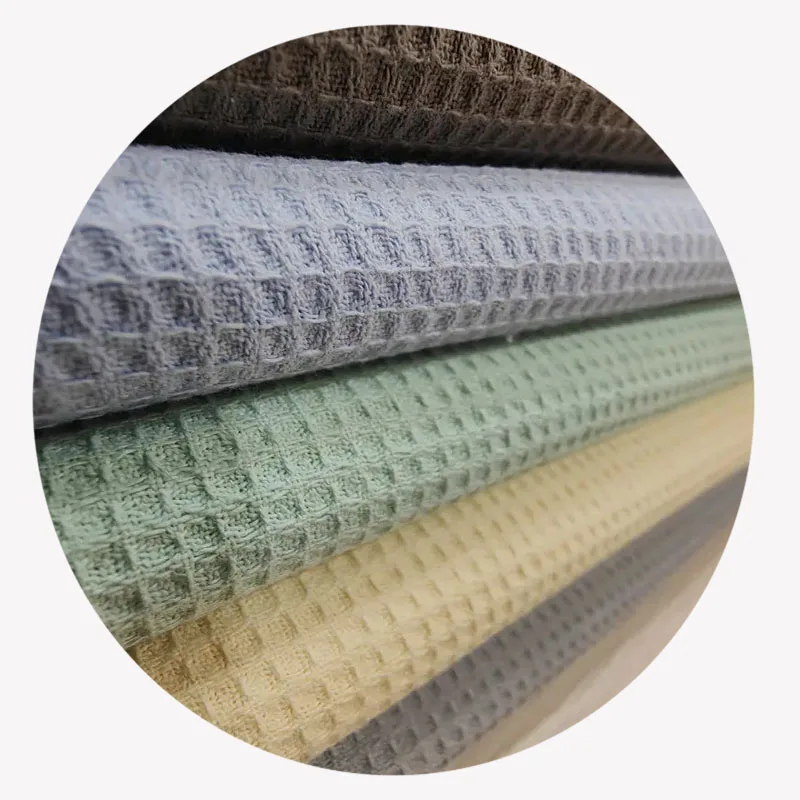 HOT SALE High Quality Woven 100% Cotton Waffle Fabric Solid Color For Fashion Garment