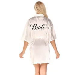 wholesale women purple wedding robe short bride satin kimono silk robe Support for custom color fonts