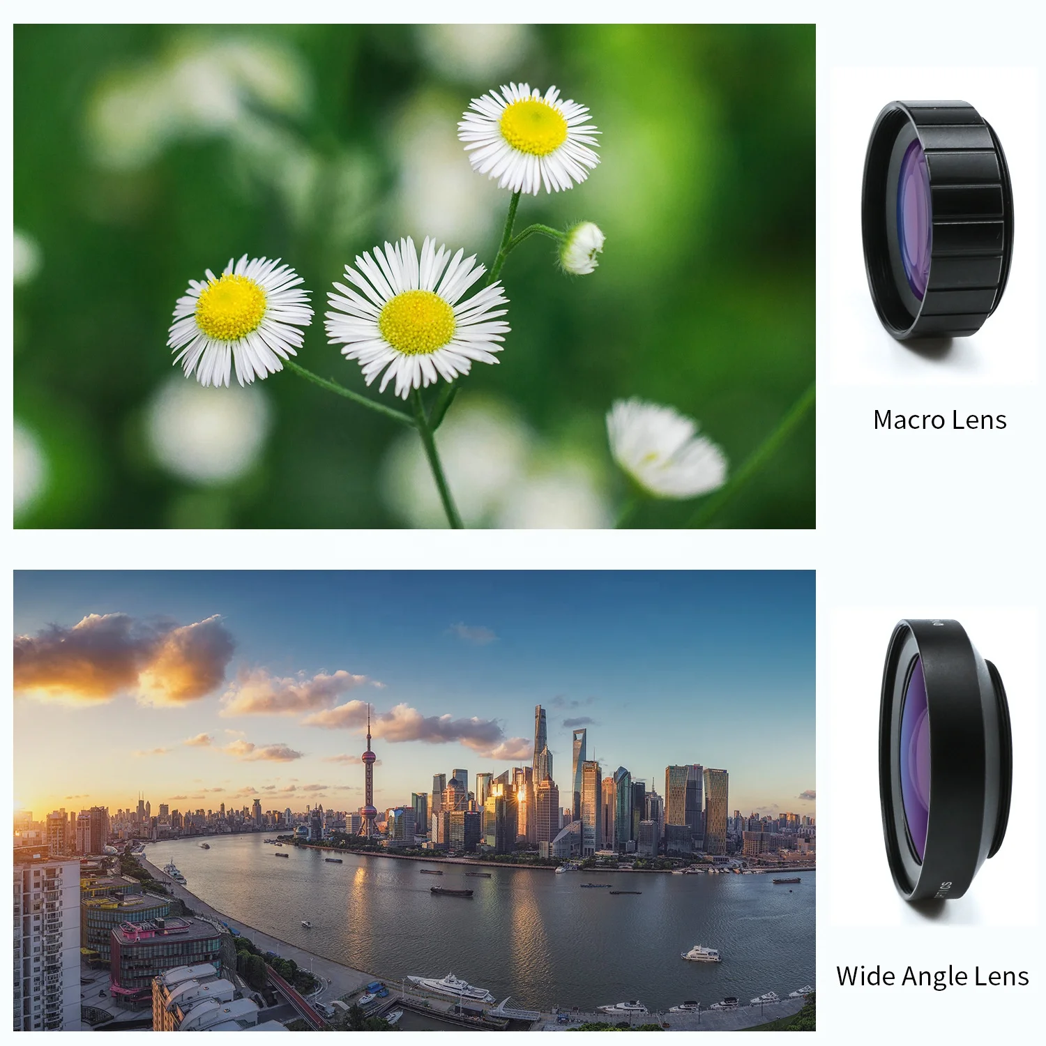  140 Degree 0.45X Super Wide Angle 15X Macro Closeup Shot 2 in 1 Lens Kit Mobile Phone Camera for