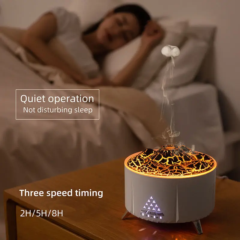 Remote Control Air Volcano Humidifier Electric Flame Simulation 3D Blue Flame Oil Aromatherapy Diffuser With Bluetooth Speaker