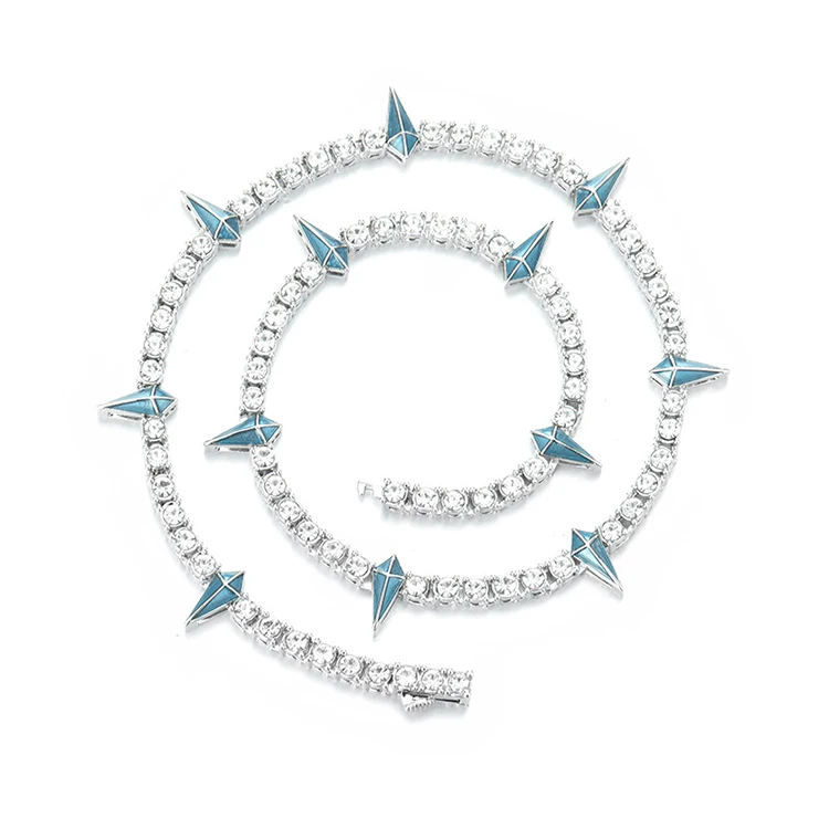 2023 New Hip Hop Jewelry Black Panthers Oil Drop Enamel 5mm Tennis Necklace