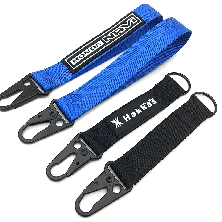 Тканый шнурок с логотипом из аниме на заказ, толстый нейлоновый ремешок с принтом, шнурок с черным карабином для автомобиля или мотоцикла