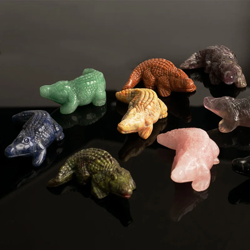 Wholesale Semi-precious Stone Crafts Natural Crystal Alligator Hand Carved Crystal Crocodile For Decoration