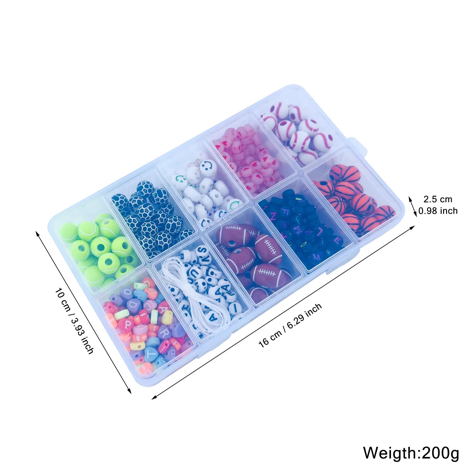 New Design Boys Rugby Baseball Tennis Soccer Ball Football Alphabet Beads DIY Accessories Kit for Jewelry Bracelet Making
