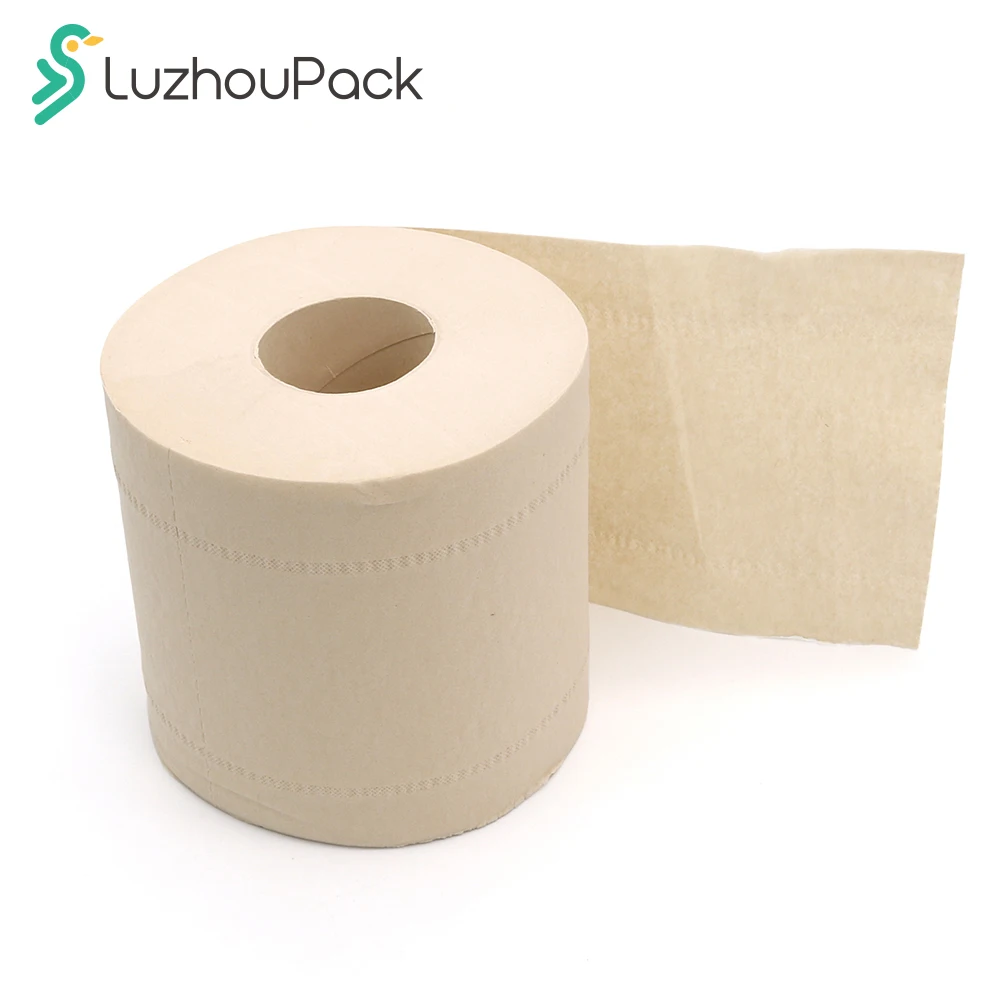 LuzhouPack ECRU OEM Bathroom Toilet Paper Tissue 166g 3ply Unbleached 100% Virgin Organic Bamboo Tissue Toilet Rolling Paper