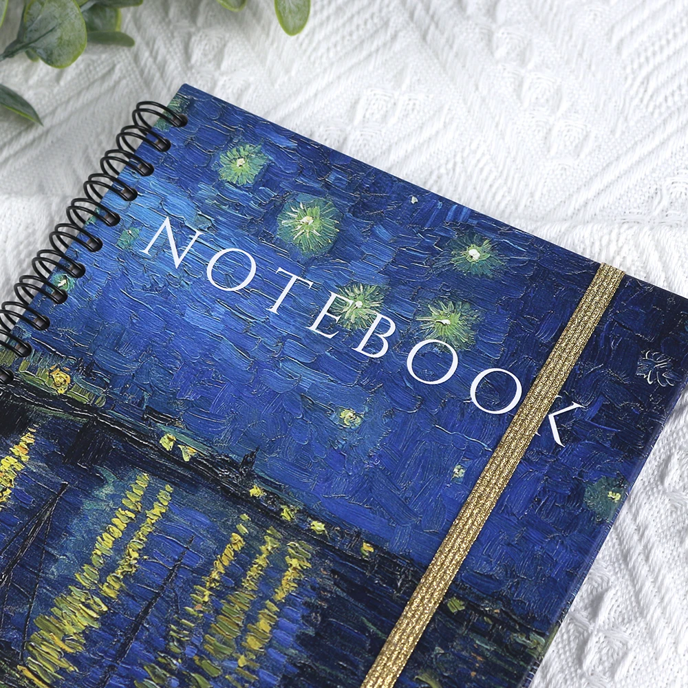 Custom create luxury wire spiral A5 A4 business diary gold elastic closure journals notebook custom printing