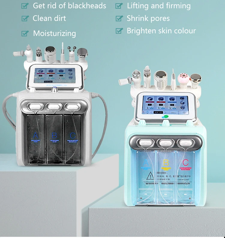 6in1 H2O2 small bubble water Oxygen Aqua Facial Machine for skin rejuvenation